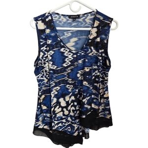 ⭐️Jessica Blue and White Asymmetrical Sleeveless Tank Top Size MED